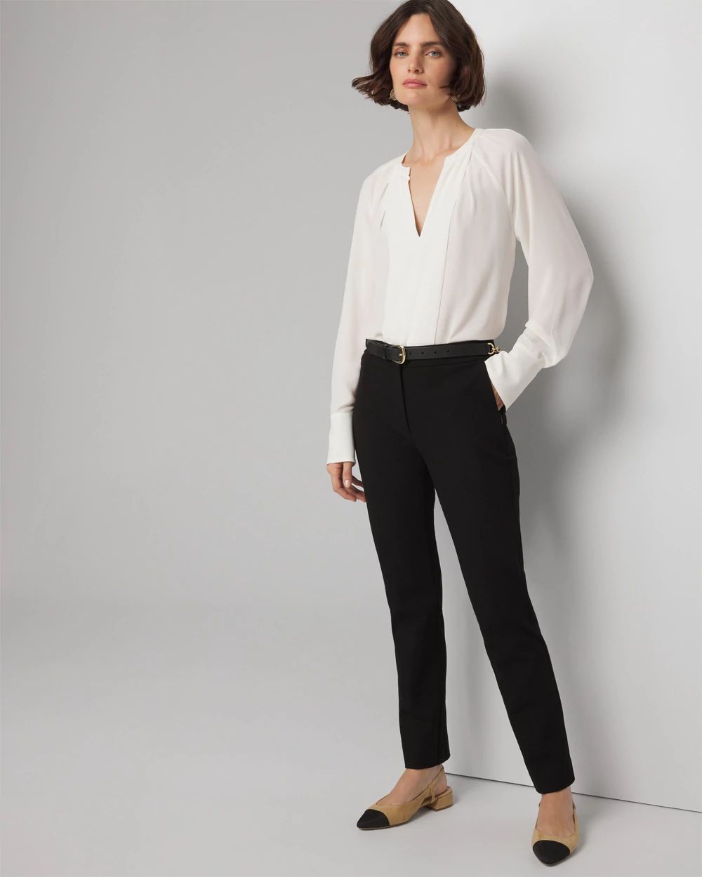 パンツ NEAT HOUSE special order slacks 43 Petite Mid-Rise Stovepipe Pants | White House Black Market